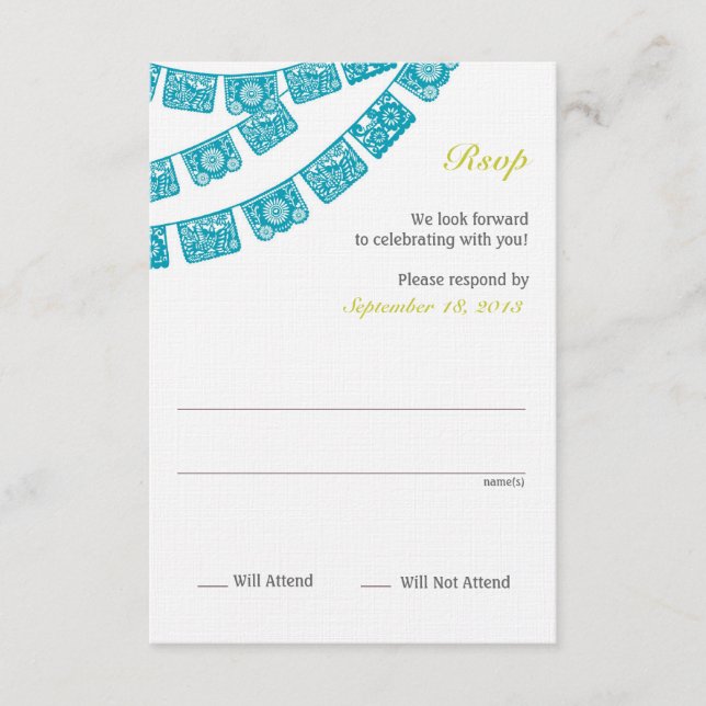 Cartão RSVP Papel Picado Confirma Casamento (Frente)