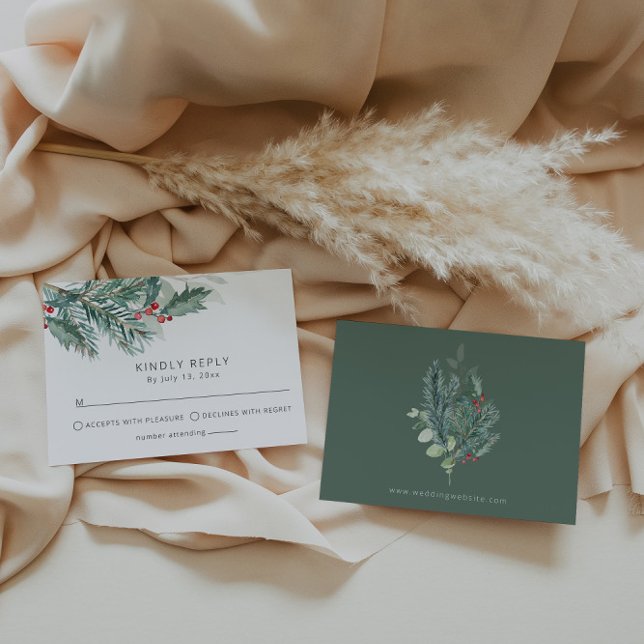 Cartão RSVP Papelaria de Casamento de Natal | Casamento de Fér (Criador carregado)