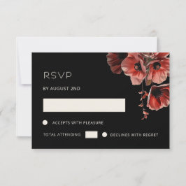 Cartão RSVP Papoulas Vermelhas Floral Preto