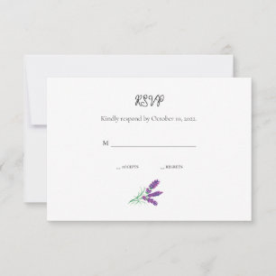 Cartão RSVP para Casamento de Lavanda Elegante