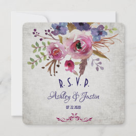 Cartão RSVP para Flores de Aquarela de Casamento E
