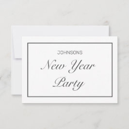 Cartão RSVP Partido Moderado do Ano Novo - Preto Branco Minima