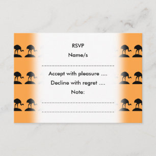 Cartão RSVP Pássaro em preto e laranja.