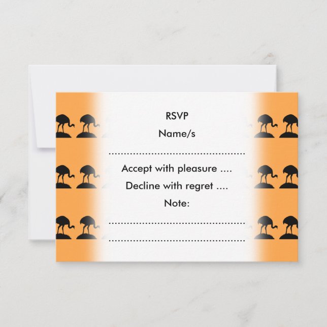 Cartão RSVP Pássaro em preto e laranja. (Frente)