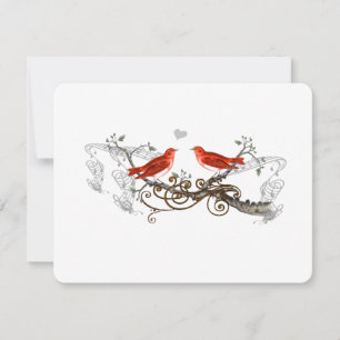 Cartão RSVP Pássaros de Amor Vintage Galho de Flores Brancas C