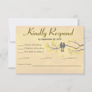 Cartão RSVP Pássaros do Amor de 50º Aniversário