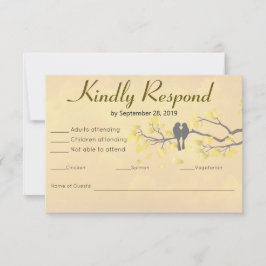 Cartão RSVP Pássaros do Amor de 50º Aniversário