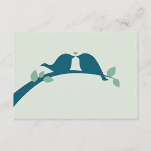Cartão RSVP Pássaros do amor dos azuis marinhos que Wedding