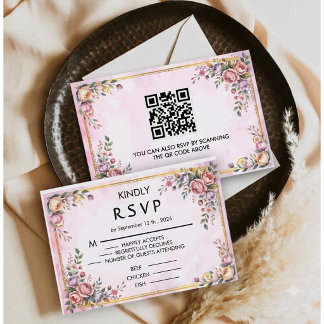 Cartão RSVP Pastel Floral Elegante Rosa Lavanda Floral Dourado