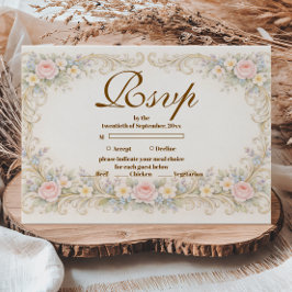 Cartão RSVP Pastel Garden Baroque Quinceañera