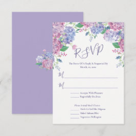 Cartão RSVP Pastel Hydrangeas, Casamento Floral