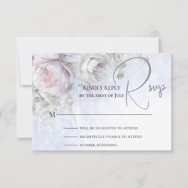 Cartão RSVP Pastel Peonies Floral  (Frente)