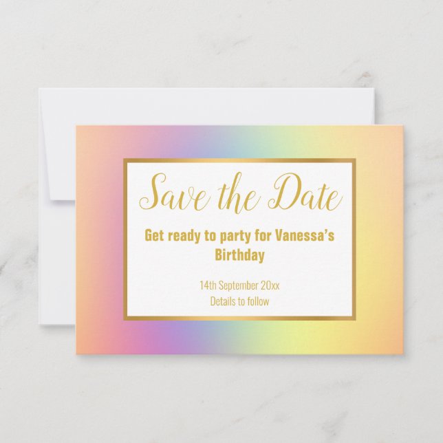 CARTÃO RSVP PASTEL RAINBOK SALVAR A DATA (Frente)