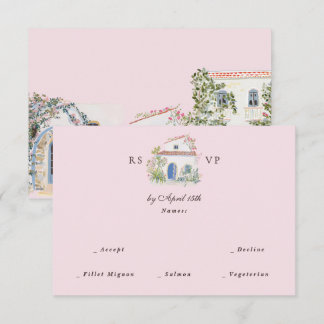 Cartão RSVP Pastel Watercolor Mediterranean Italian Wedding 