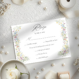 Cartão RSVP Pastel Wildflower Watercolor Floral Garden Wedding