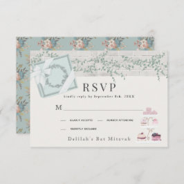 Cartão RSVP Patisserie Paris Green Bat Mitzvah