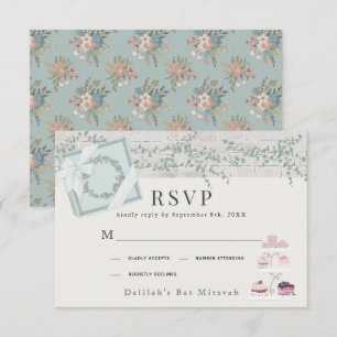 Cartão RSVP Patisserie Paris Green Bat Mitzvah