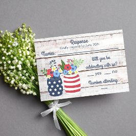 Cartão RSVP Patriotic Love II Rustic Quarto de julho Response