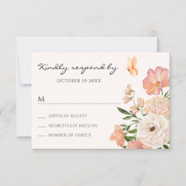 Cartão RSVP Peach floral