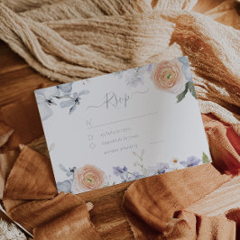 Cartão RSVP Peach Fuzz Dusty Blue Trendy Weds