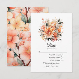 Cartão RSVP Peach Fuzz Floral Wedding