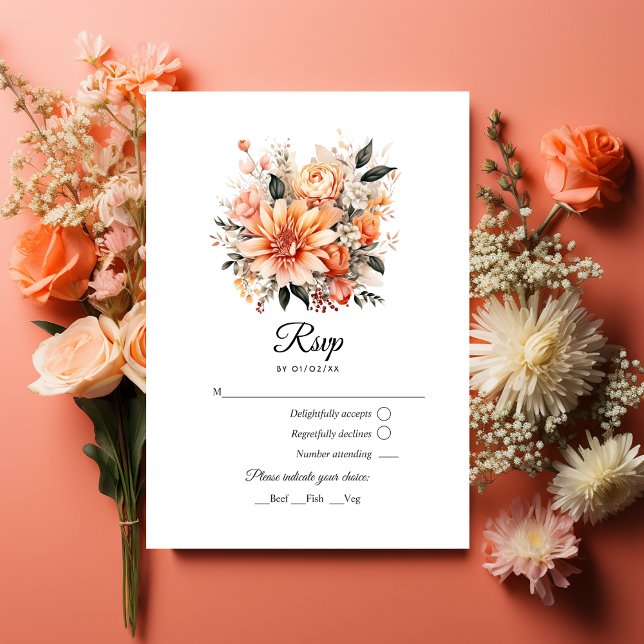 Cartão RSVP Peach Fuzz Floral Wedding (Peach Fuzz Wedding)