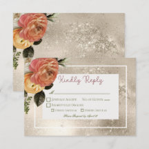 Peach Mimosa Blooms Casamento Dourado Floral