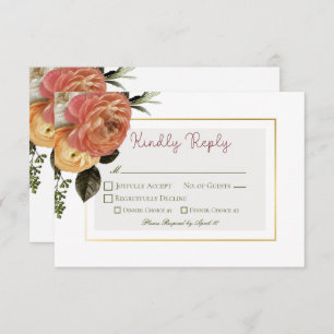 Cartão RSVP Peach Mimosa Blooms Casamento Floral