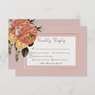 Cartão RSVP Peach Mimosa Blooms Casamento Floral