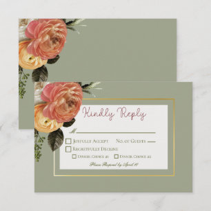 Cartão RSVP Peach Mimosa Blooms Casamento Floral