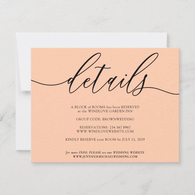 Cartão RSVP Peach Orange Simple Modern Add Own Photo Details (Frente)