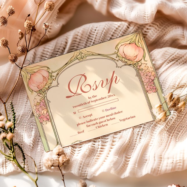 Cartão RSVP Peach Tulip Quinceañera Celebration (Criador carregado)