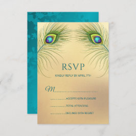 Cartão RSVP Peacock Wedding Elegant Floral