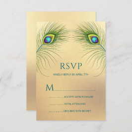 Cartão RSVP Peacock Wedding Elegant Floral