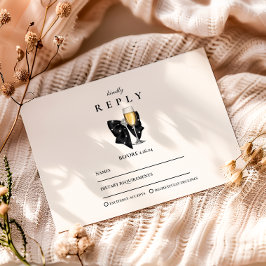 Cartão RSVP Pearl Champagne Glass Graduation