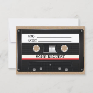 Cartão RSVP Pedido de música de casamento cassete kraft vintag