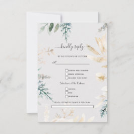 Cartão RSVP Pedido de Música de Casamento Folhas Douradas Eleg