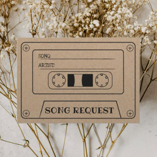 Cartão RSVP Pedido de Música de Casamento Rústico Fita Cassete