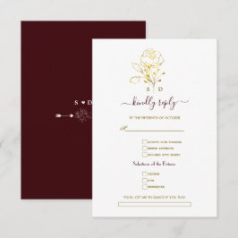 Cartão RSVP Pedido de Música Simples Casamento Borgonha Profun
