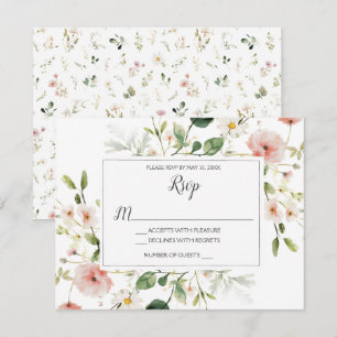 Cartão RSVP Pente rosa Suave Pente Pente Petals Casamento Flor