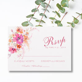 Cartão RSVP Peônia de Flor Silvestre Pastel Anêmonas Casamento