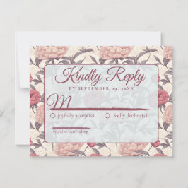 Cartão RSVP Peônias Flor Romântico Casamento