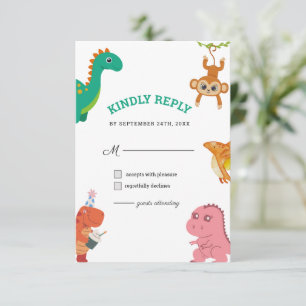 Cartão RSVP Pequeno Chá de fraldas Dino Bonito