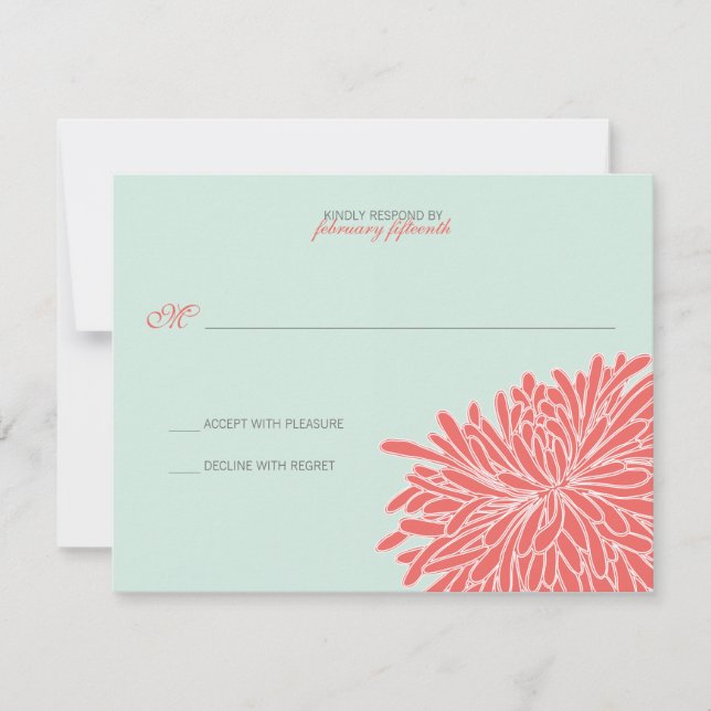 Cartão RSVP Pequim Chrysanthemum Wedding Response (Frente)