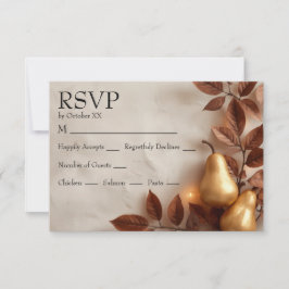 Cartão RSVP Pêras Douradas & Folhas de Oliveira Casamento de O