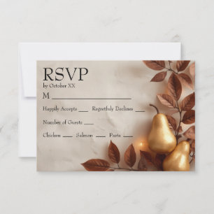 Cartão RSVP Pêras Douradas & Folhas de Oliveira Casamento de O
