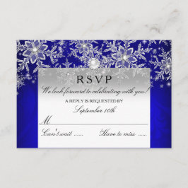Cartão RSVP Pérola Cristal Azul Floco de Neve Prata Inverno RS