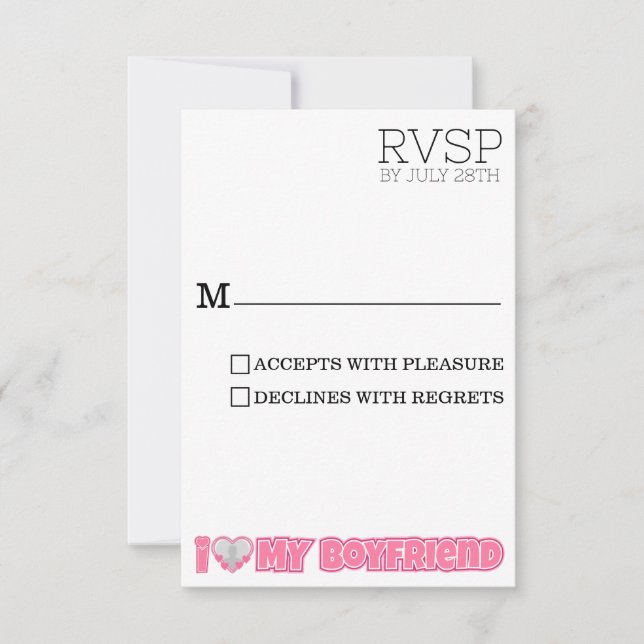 Cartão RSVP Personalizado Eu Amo Meu Namorado - Adicionar Foto (Frente)