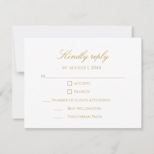 Cartão RSVP Personalizado Moderno Elegante Roteiro Dourado 50º
