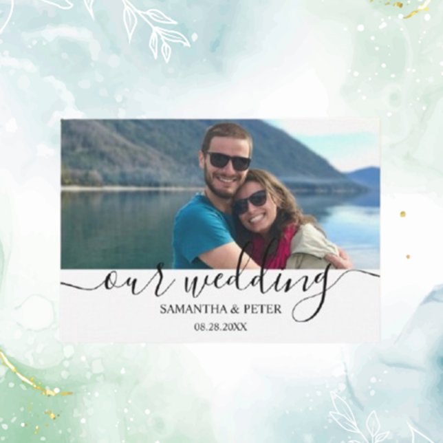 Cartão RSVP Personalizar Foto Moderna Relaxando Casamento (Create cherished memories with a custom photo modern relaxed wedding RSVP card. )